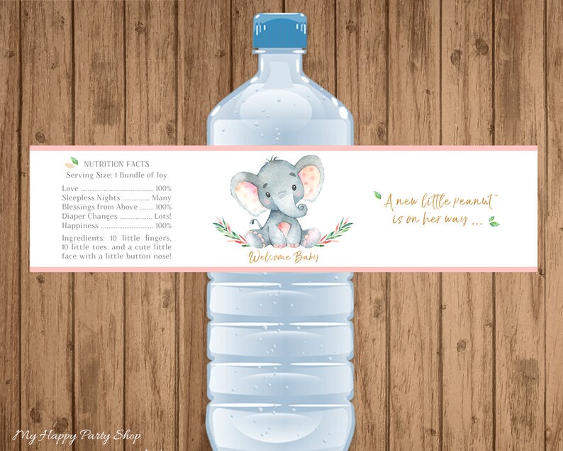 Rosa elefant babyshowerbanderoll | Välkommen bebis | UTSKRIVBAR | Digital nedladdning | BSU046PI bild 7
