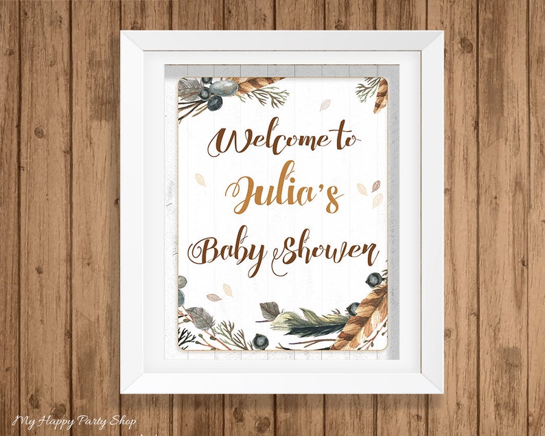 Tribal feather baby shower invitation set BSB006 Boho shower -PRINTABLE digital Invitation, thank you card, book request, diaper raffle