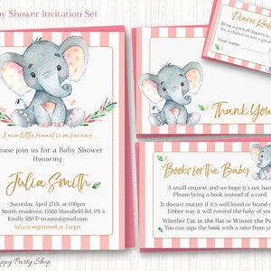 Rosa elefant babyshowerbanderoll | Välkommen bebis | UTSKRIVBAR | Digital nedladdning | BSU046PI bild 5