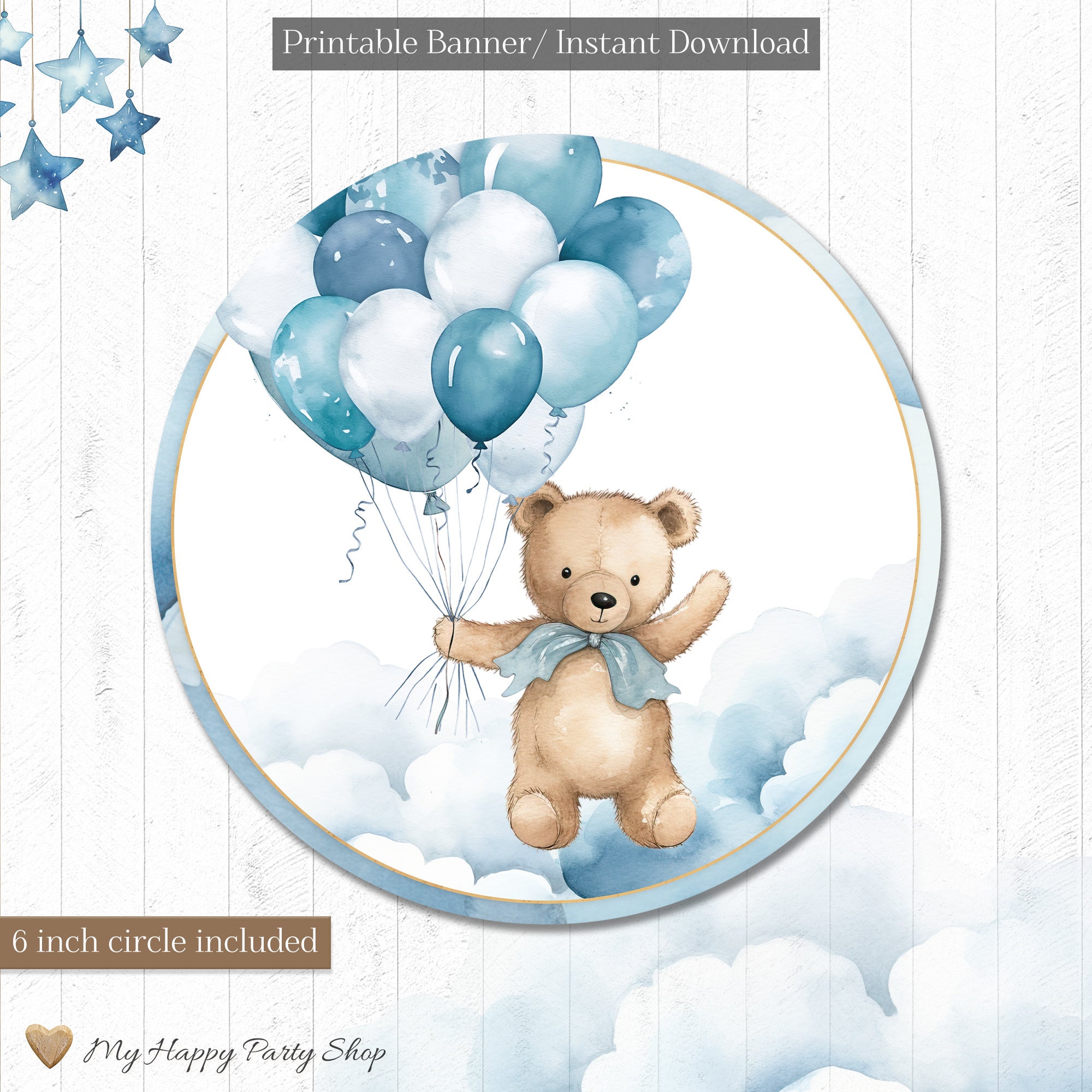 Teddy Bear Baby Shower Banner, PRINTABLE, It's a Boy Banner, Blue ...