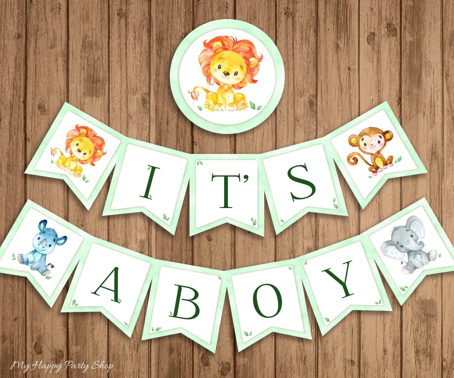 It's a Boy Banner Safari Baby Shower Banner PRINTABLE | Etsy
