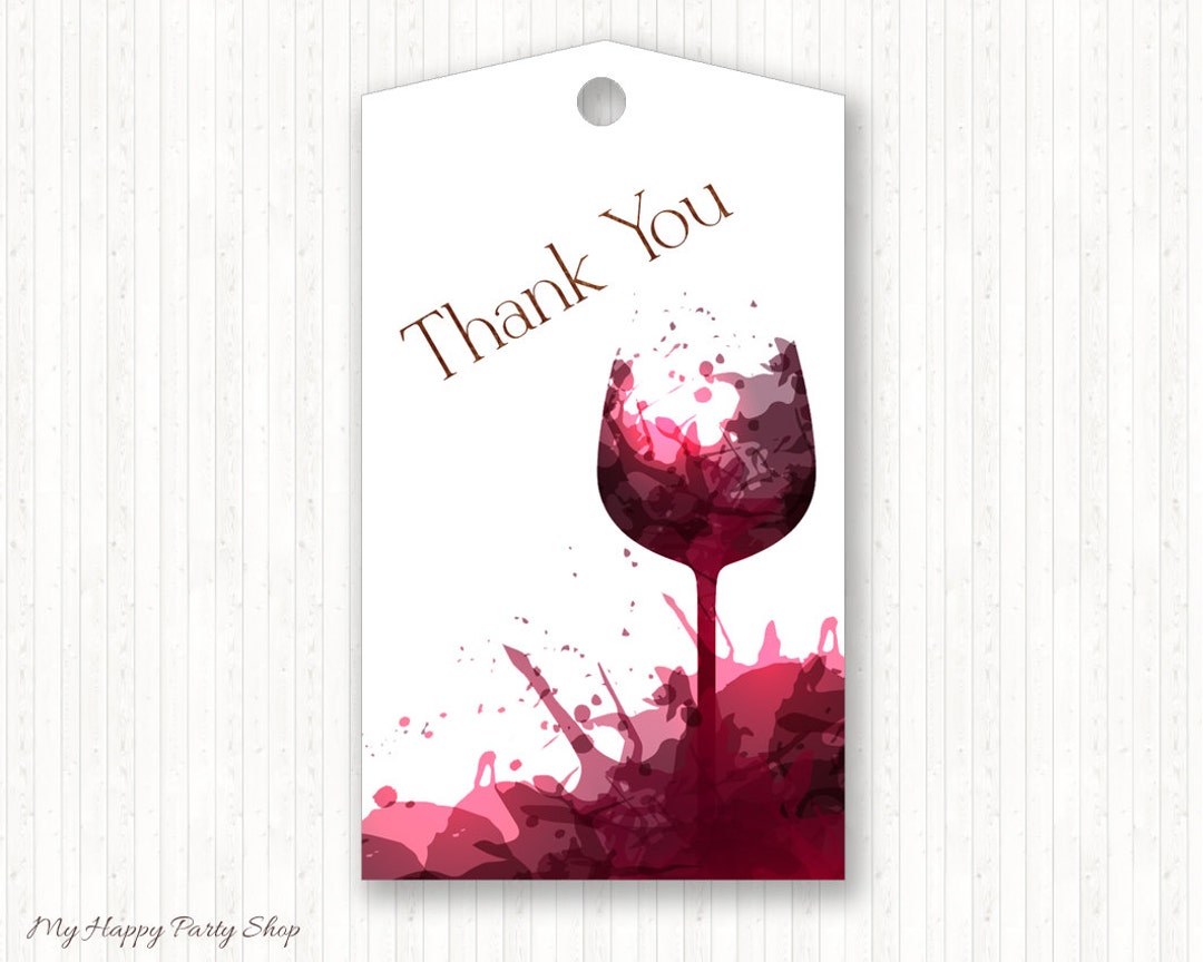 Adult Wine Favor Tags, PRINTABLE, Hang Tags, Wine Party Tags, Thank You ...
