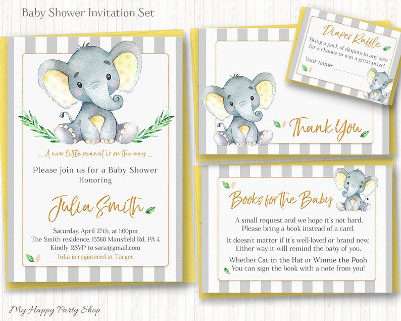 Yellow Elephant Favor Tags PRINTABLE Cute Elephant Tags - Etsy