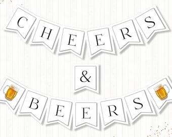 Cheers en bieren banner, afdrukbaar, bier verjaardagsfeestje banner, Party decor, volwassen verjaardag, INSTANT DOWNLOAD, digitaal bestand - AM006