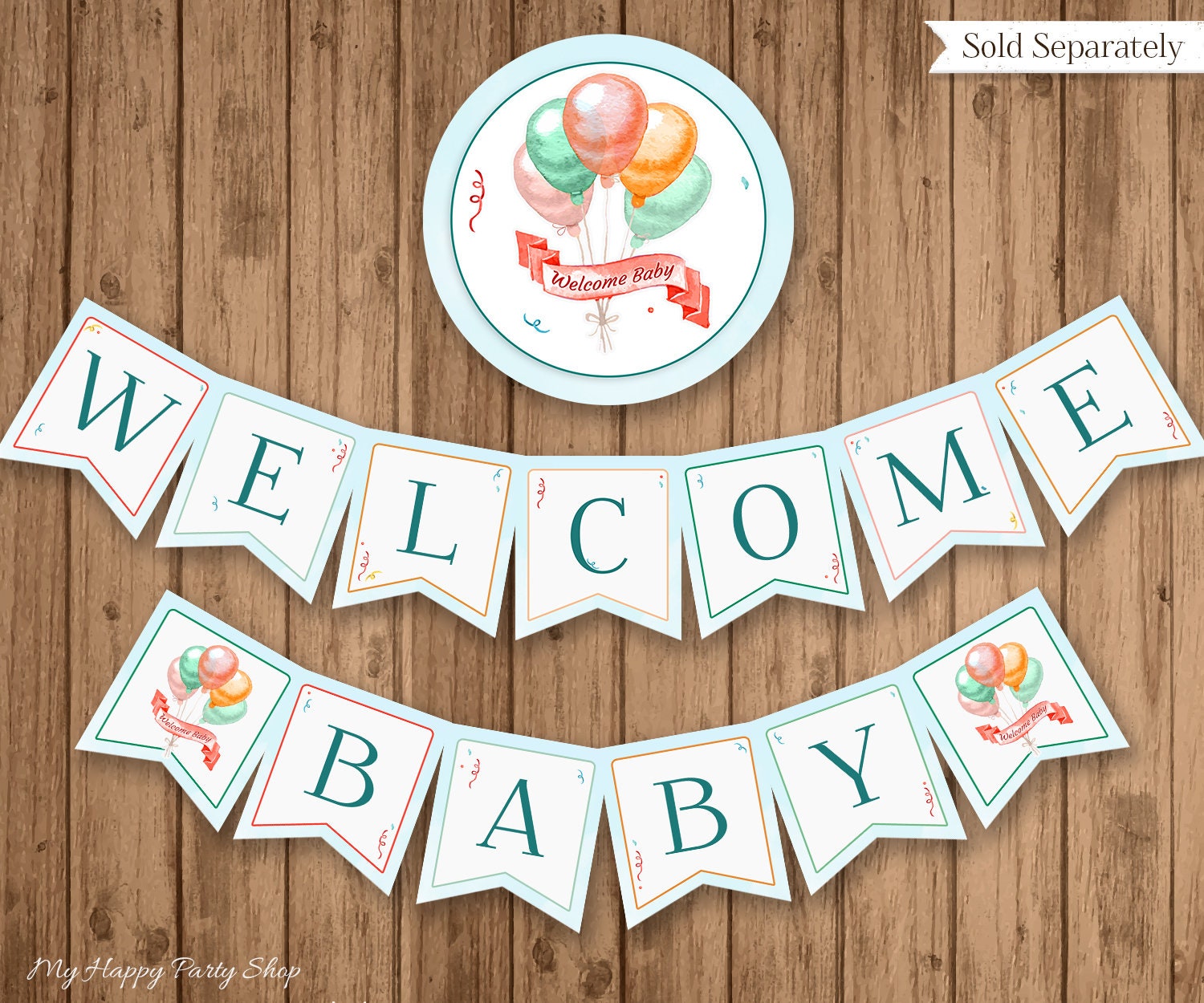 Balloons Happy Birthday Banner PRINTABLE the Wonderful - Etsy