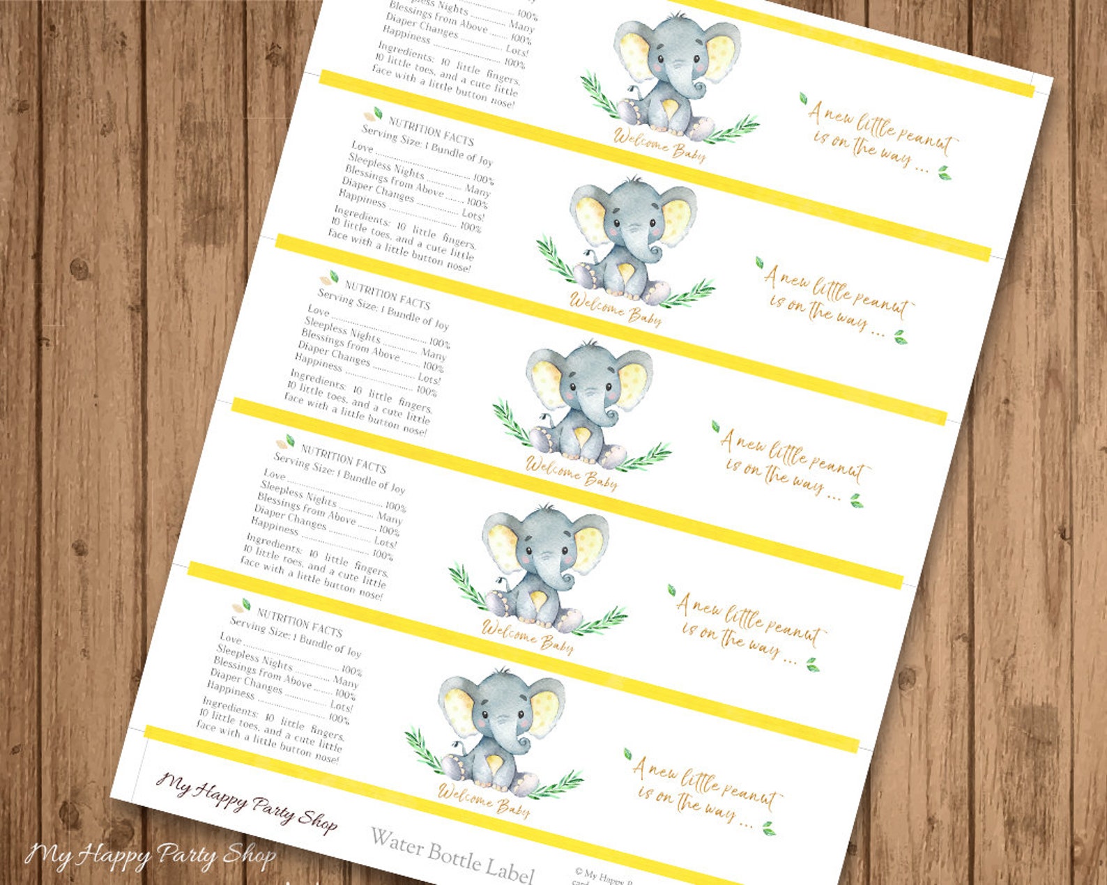 Free Printable Elephant Water Bottle Labels