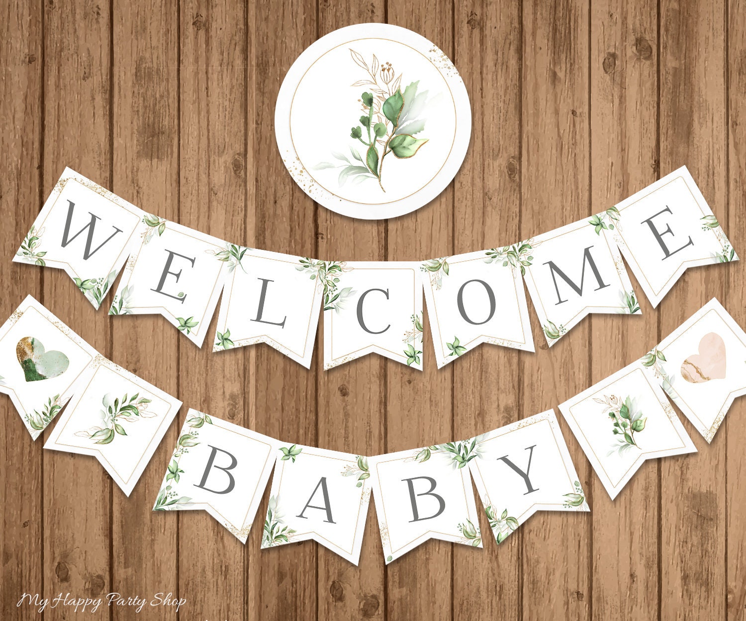 Welcome Baby Banner PRINTABLE Greenery Welcome Baby Floral - Etsy Nederland