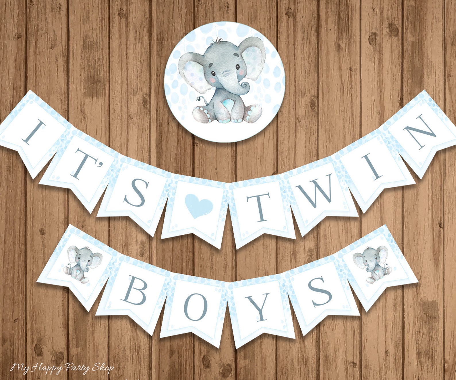 It's Twin Boys Banner Printable Twins Baby Shower - Etsy