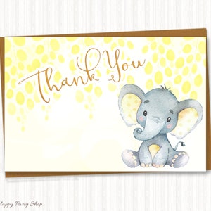 Yellow Elephant Thank You Tags, PRINTABLE, Elephant Party Decor, Baby ...