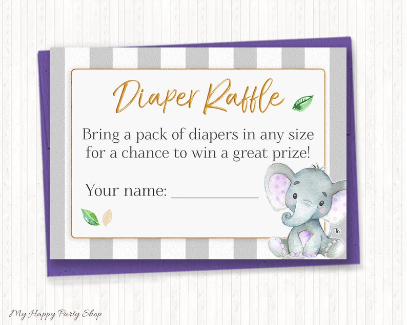 Purple Elephant Baby Shower Invitation Set PRINTABLE Little Etsy