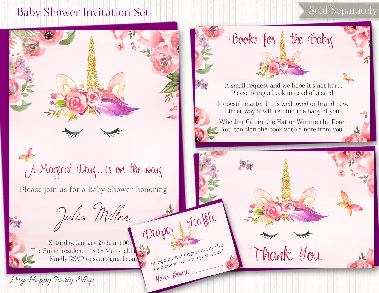 unicorn thank you tags printable unicorn tags floral pink etsy