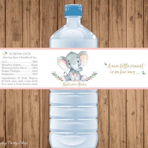 Elephant Water Bottle Labels PRINTABLE Elephant Baby Shower - Etsy