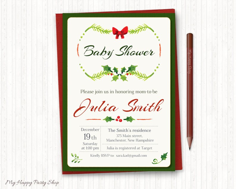 Christmas Baby Shower Invitation PRINTABLE Holiday Baby - Etsy