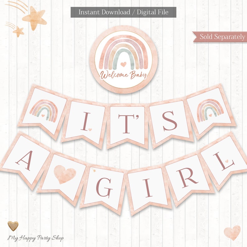 Rainbow Welcome Home Banner, PRINTABLE, Rainbow Homecoming Banner, Blush Rainbow. Boho Rainbow , INSTANT DOWNLOAD - Digital File - BSU069N image 10