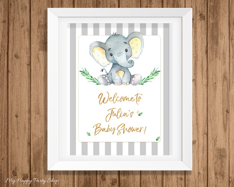 Yellow Elephant Favor Tags PRINTABLE Cute Elephant Tags | Etsy