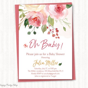 Roses Baby Shower Invitation Set PRINTABLE Blush Roses - Etsy