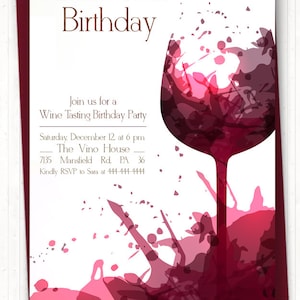 Wine Birthday Invitations, Adult Birthday, Wine Tasting, Adult Party ...