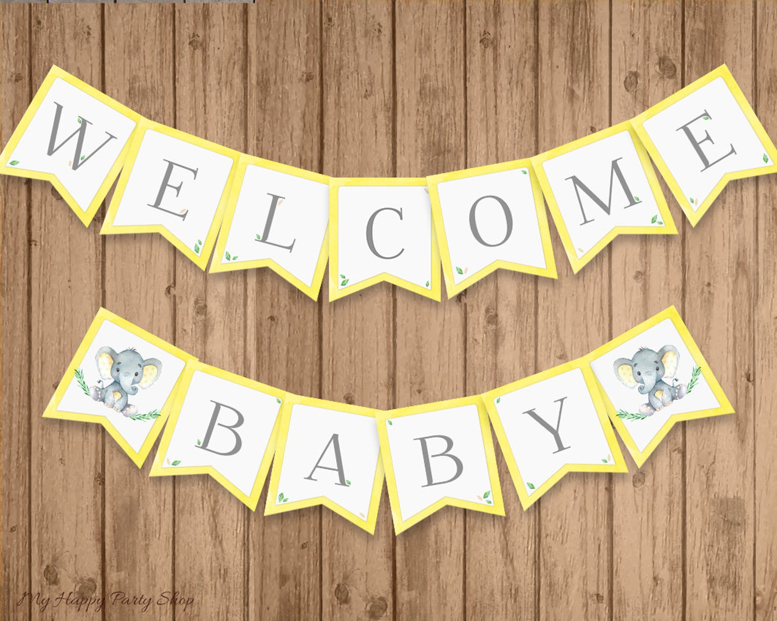 Yellow Elephant Favor Tags PRINTABLE Cute Elephant Tags | Etsy
