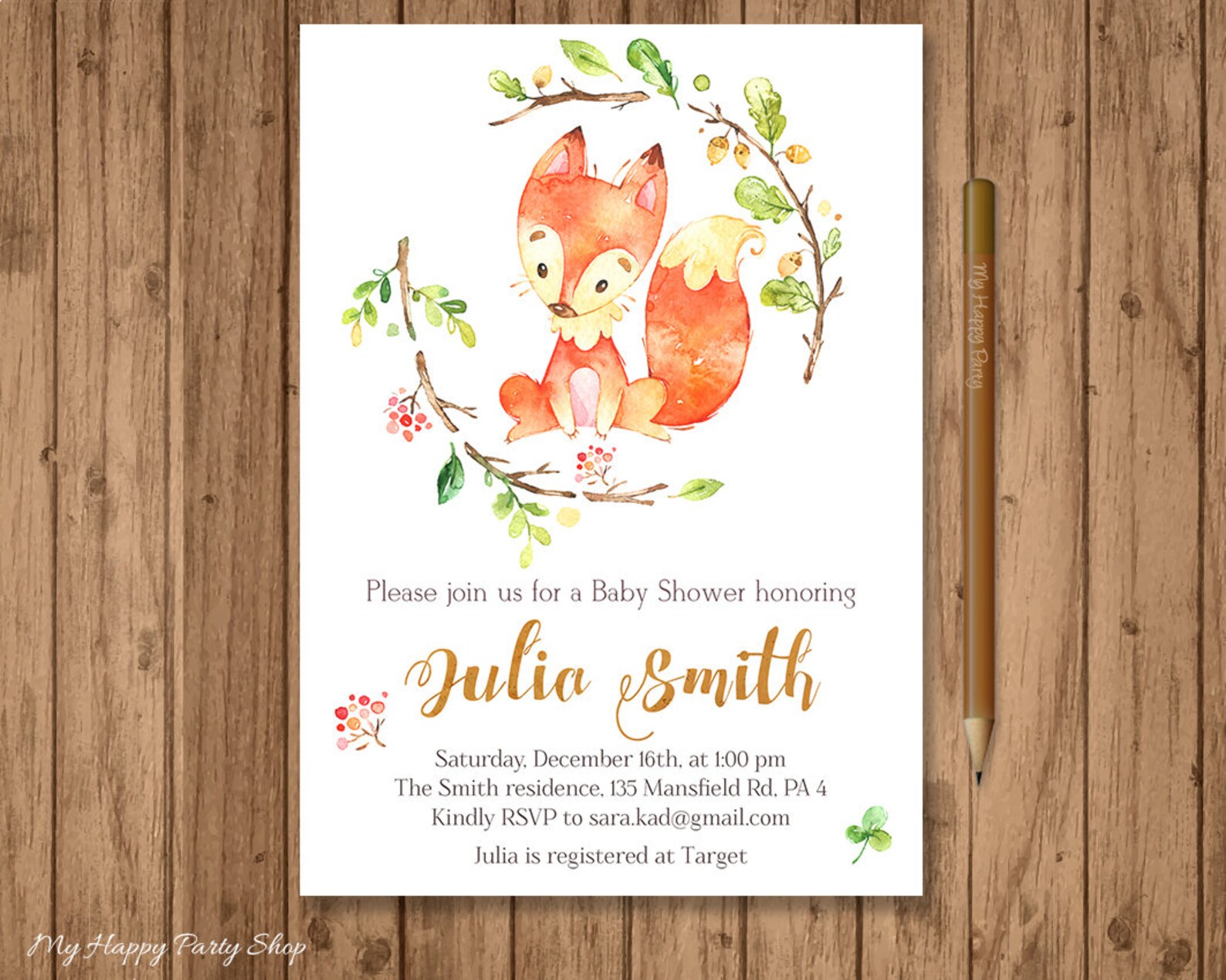 Fox Baby Shower Invitation Set PRINTABLE Little Fox Shower - Etsy