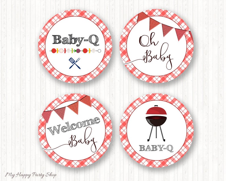 Babyq Circles PRINTABLE Red Babyq BBQ 2 Inch Circles Etsy