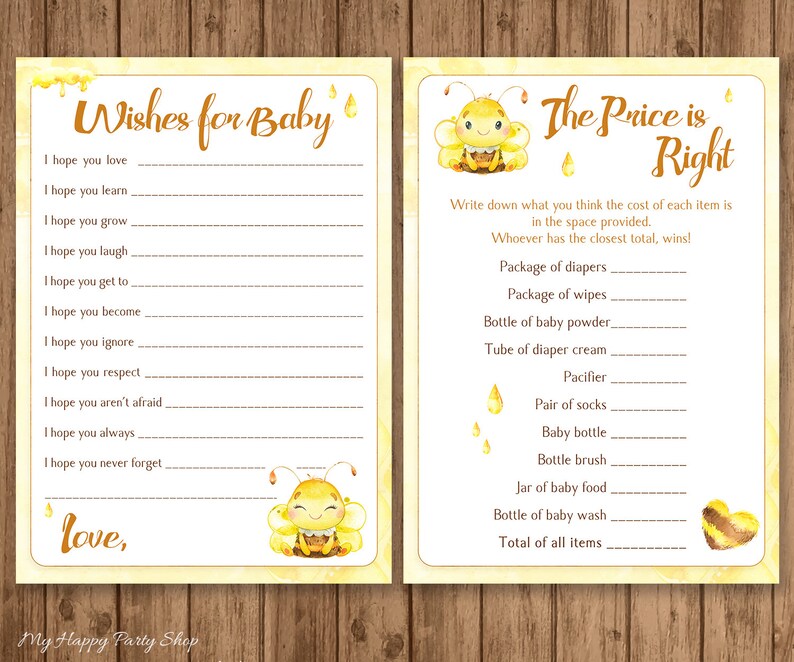 Bee Baby Shower Games Kit PRINTABLE Bee Baby Shower Games - Etsy