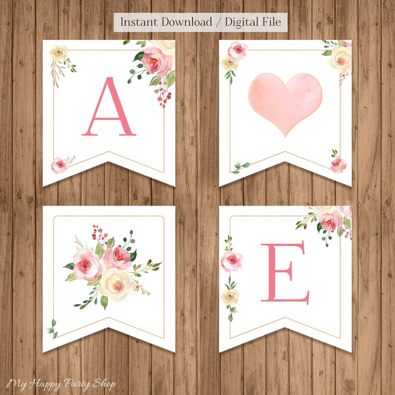 Paper Roses Banner Custom Printable Banner, Roses, Personalized Banner, Design Your Own ...