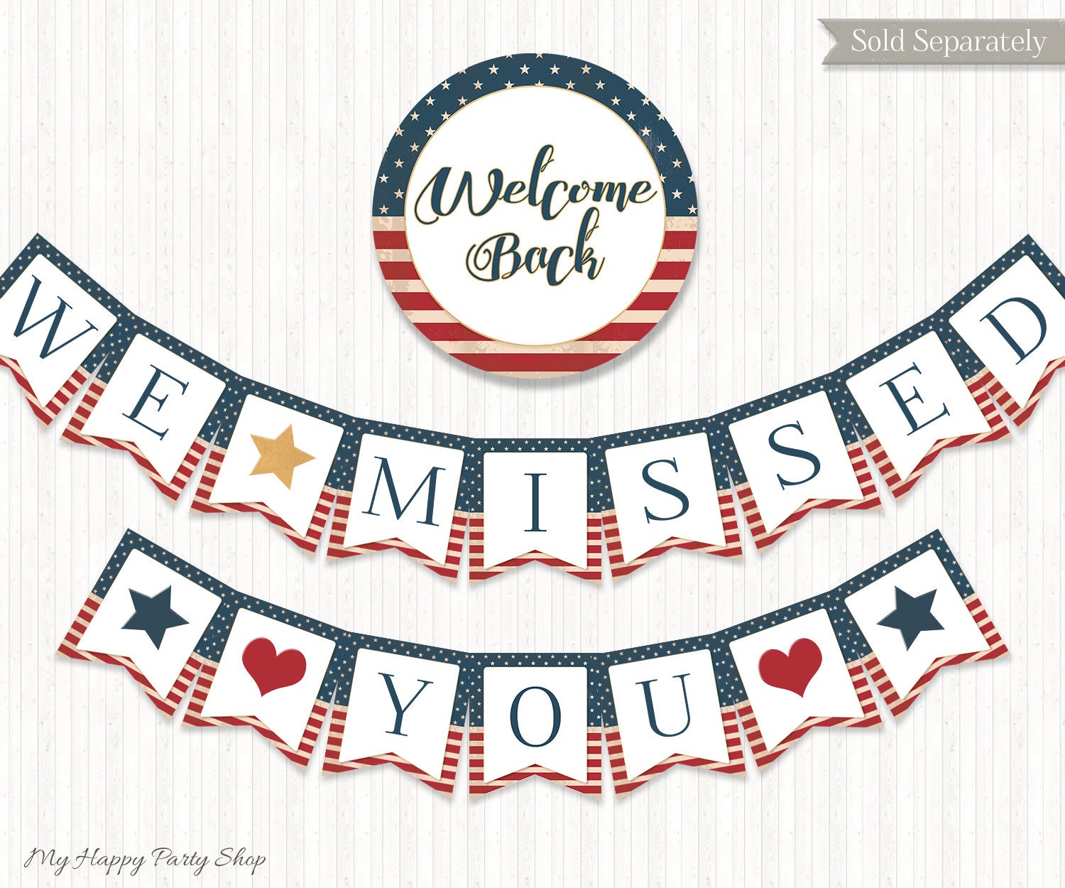 FHGG Patriotic Welcome Home Banner & American Flag Bunting - Military Homecoming Decorations - View #5