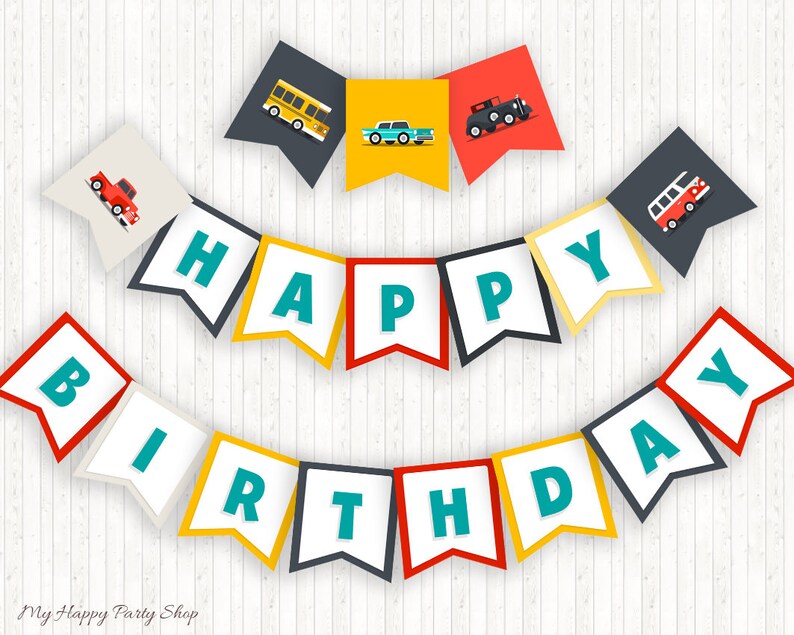 Cartão de feliz aniversário de carros, IMPRIMÍVEL, cartão de felicitações de carros, aniversário de menino, carros retrô, 2º aniversário, 3º aniversário, carros e caminhões - KB007 imagem 8