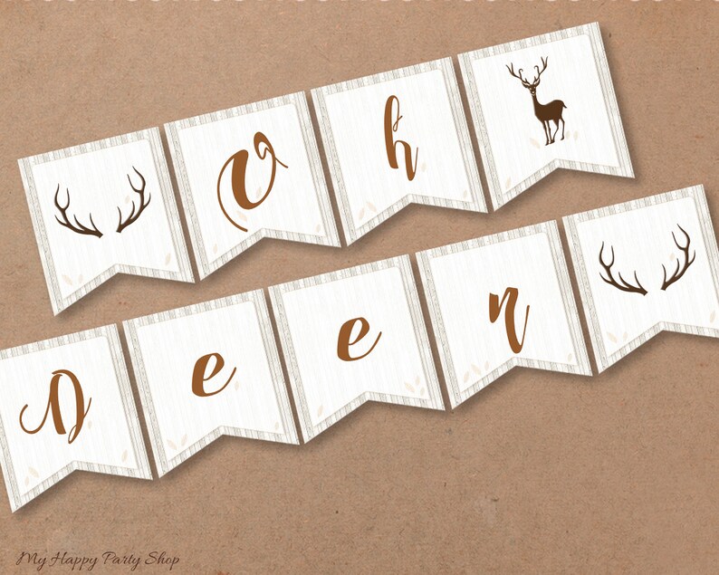 Deer Baby Shower Banner Oh Deer Printable Woodland Horns Etsy Deer Baby Shower Banner Oh Deer Printable Woodland Horns Etsy