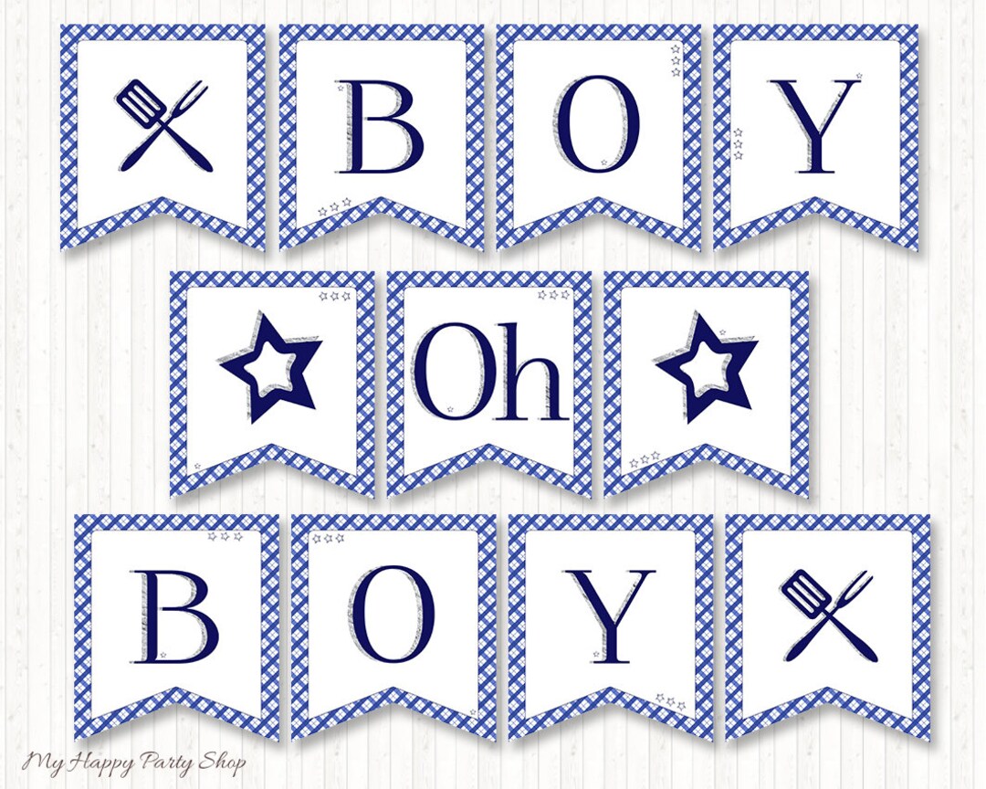 BBQ Baby Shower Banner, Blue, Babyq Shower Decor, Couples Bbq Baby ...