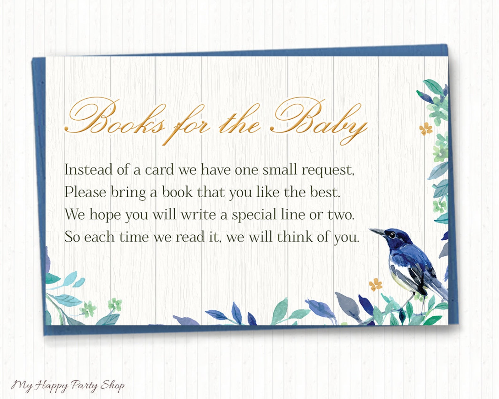 Bird Baby Shower Invitation PRINTABLE Blue Bird Watercolor Etsy