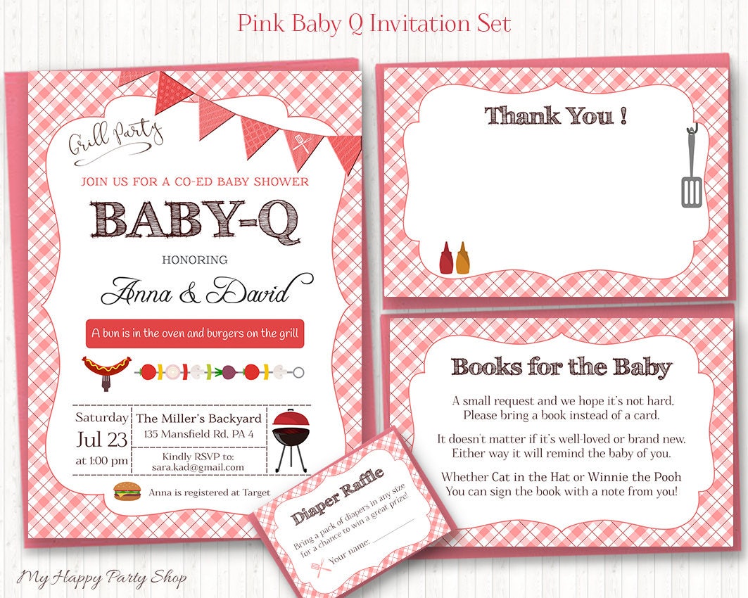 Pink BBQ Bunting Party Thank You Cards Pink BBQ Bunting Party Thank You Cards