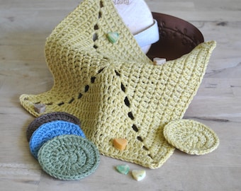 Regalo di lavare panno Zero rifiuti cotone Pad Set, Retro biancheria viso flanella Gift Set, Vegan viso inumidito, Vintage stile asciugamano viso, bagno e bellezza