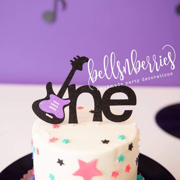 Rock N Roll Cake Topper / Guitar Cake Topper / Rock Party / Rock N Roll First Birthday / 80's Theme Birthday / Music Cake Topper