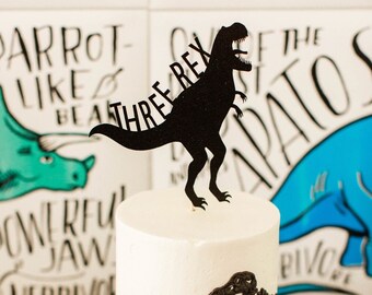 thumbnail image 2 of Dinosaur Cake Topper Green Glitter T-Rex Happy Birthday Party Cake Decor Dino Jungle Jurassic Dinosaur Themed 1st 2nd 3rd 4th Birthday Party Cake Supplies Decorations 2 of 13