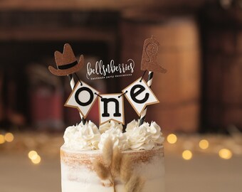 Cowboy First Birthday Cake Topper: Rodeo Party Decor