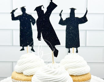 Graduate Cupcake Toppers/ Class of 2022 Cupcake Toppers/ Graduation Cap/ set of 12