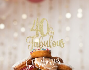 50 & Fabulous Glitter Cake Topper, Milestone Birthday