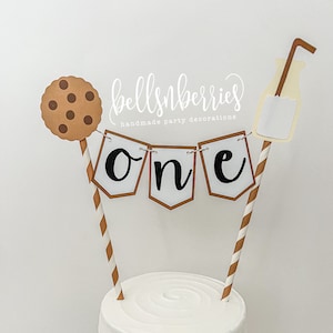 Milk & Cookies Bunting Cake Topper / Milk and Cookies Birthday / Pajama Party / First Birthday Cake Topper / Cookie Straw Cake Topper