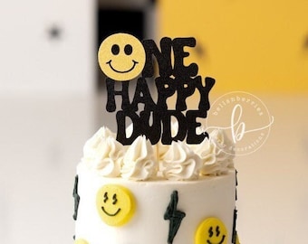 One Happy Dude topper/ Groovy One cake topper/ peace sign birthday