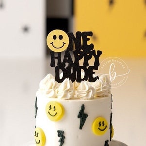 One Happy Dude Topper Groovy One Cake Topper Peace Sign Birthday Etsy Il 300x300.4868849512 Ex62