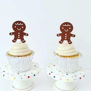 Gingerbread Cupcake Toppers: Glitter Holiday Party Picks