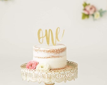 One Glitter age cake topper/ first birthday cake topper