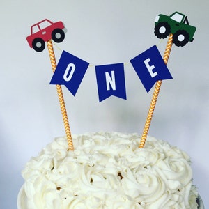 Car Truck Train Cake Bunting Topper / Smash Cake Topper / Straw Cake Topper