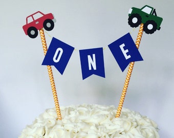 Car Truck Train Cake Bunting Topper / Smash Cake Topper / Straw Cake Topper