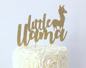 Little Llama Cake Topper: Glitter Llama Birthday Party Decor