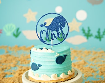 Customized Seahorse Birthday Cake Toppers  Birthday Happy Birthday Girl Boy Sea Animals Cake Topper Whale His Her Name Age Personalized
