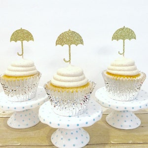 Umbrella Cupcake Toppers / Sprinkled with Love / Baby Sprinkle / Set of 12
