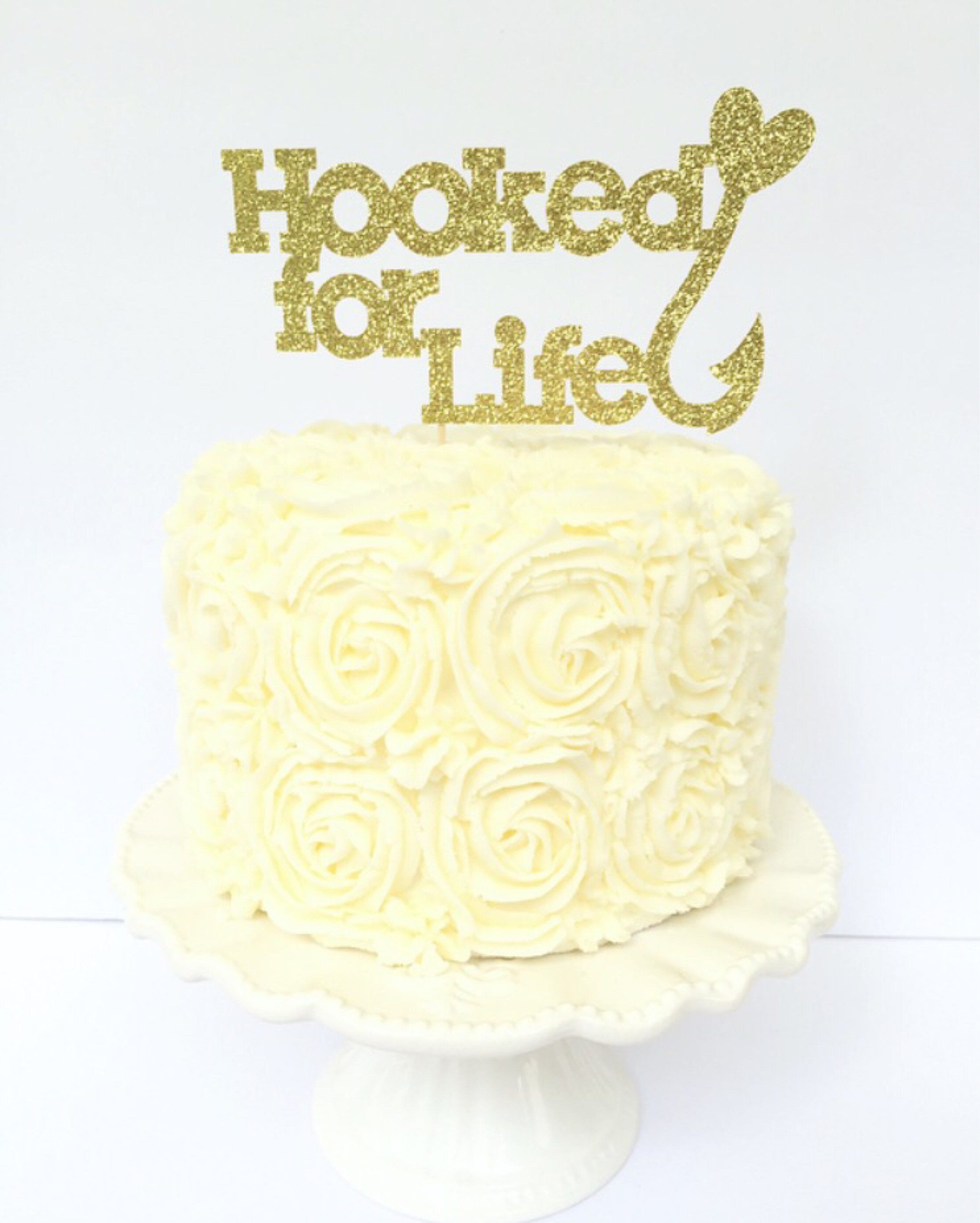 Hooked for Life Cake Topper / Engagement Cake Topper / Wedding Etsy