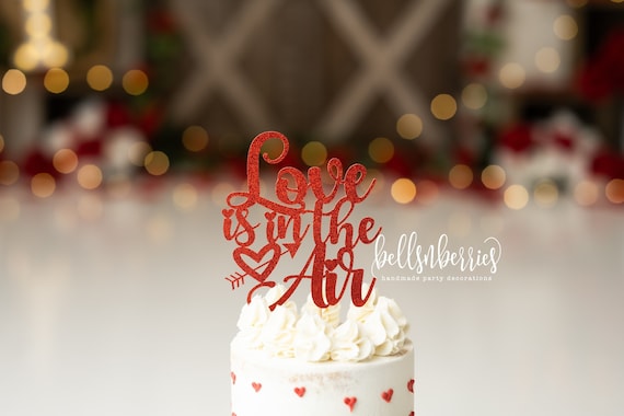Red Glittery Happy Valentine's Day Cake Topper - Heart Decor For Party, Wedding, Anniversary - View #6
